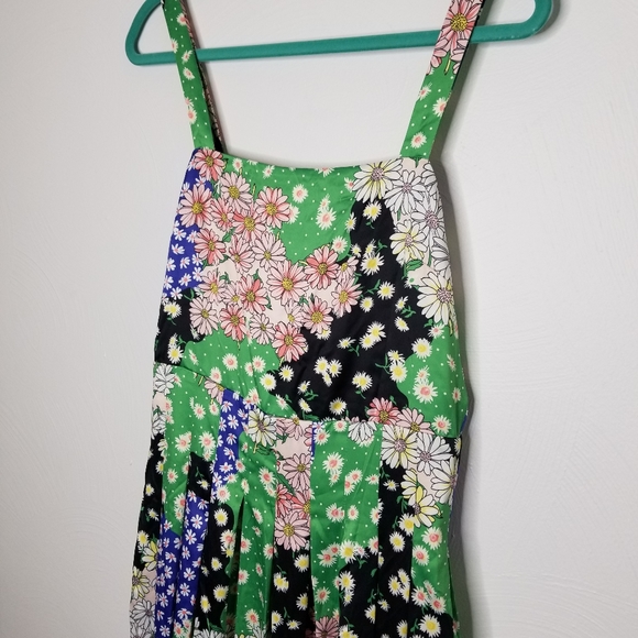 En Saison patchwork print midi pleated dress S - Picture 3 of 7